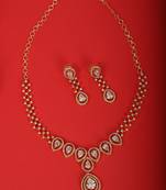 American Diamond Gold Plated Brass Ruby Stone Necklace Set