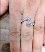 American Diamond Silver Plated Adjustable Ring