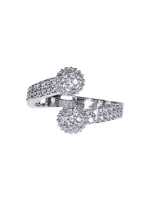 American Diamond Silver Plated Adjustable Ring 2