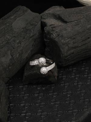 American Diamond Silver Plated Adjustable Ring 3