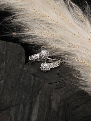 American Diamond Silver Plated Adjustable Ring 5