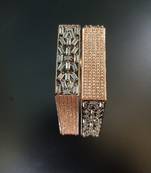 American Diamond Rose Gold And Black Polish Bangles