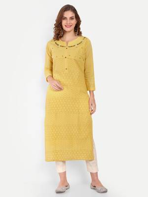 Yellow Embroidered Kurti 1