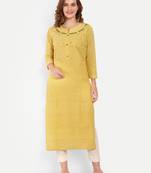 Yellow Embroidered Kurti