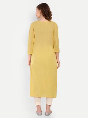 Yellow Embroidered Kurti 4