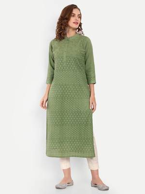 Green Embroidered Kurti 1