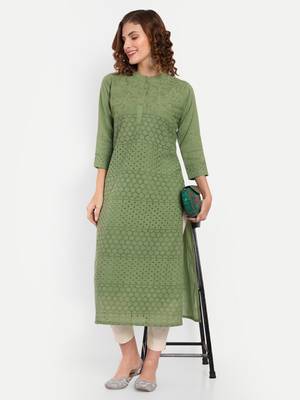 Green Embroidered Kurti 2