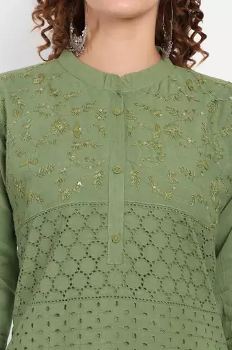 Green Embroidered Kurti
