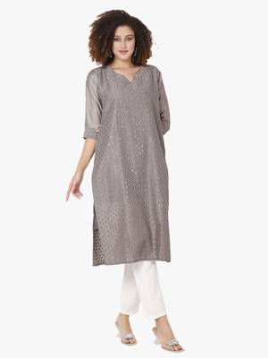 Grey silk Kurti 1