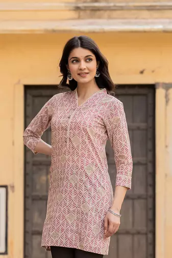  pink ethnic motifs cotton top