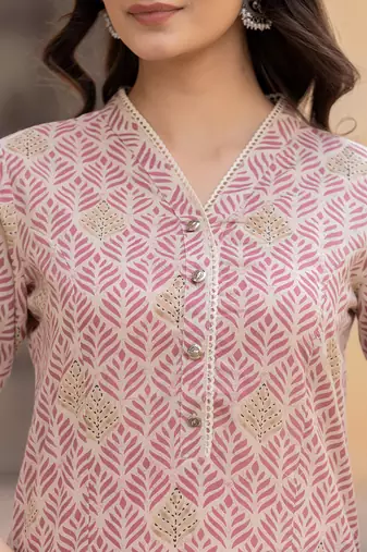  pink ethnic motifs cotton top