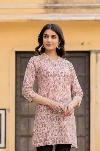  pink ethnic motifs cotton top