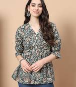  blue cotton kalamkari peplum top