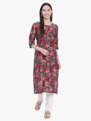 Red Printed Kurti 1