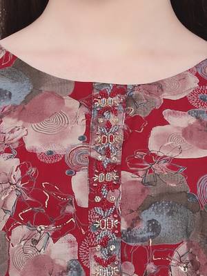 Red Printed Kurti 2