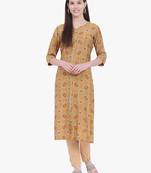 Yellow Printed Kurti