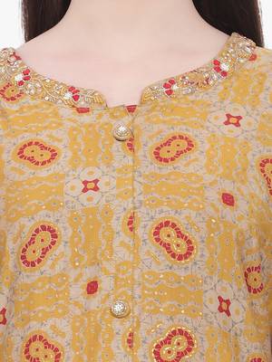 Yellow Printed Kurti 2