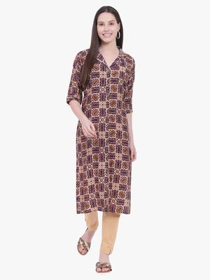 Brown Printed Kurti 1