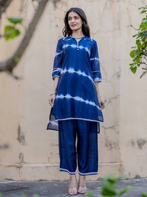  blue chanderi silk tie dye co-ord set 1