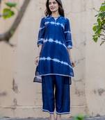  blue chanderi silk tie dye co-ord set