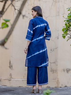  blue chanderi silk tie dye co-ord set 3