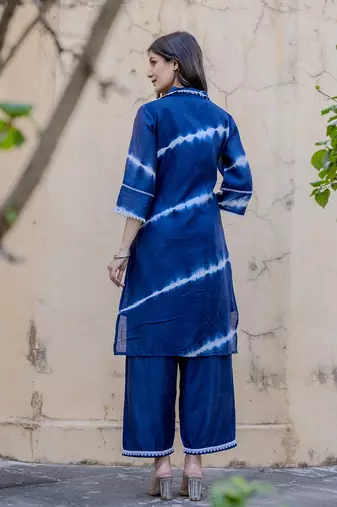  blue chanderi silk tie dye co-ord set