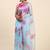 Blue digital printed and cut work saree with blouse