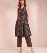  black ethnic motifs straight kurta trouser set