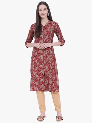 Viscose Red Printed kurti 1