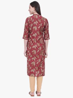 Viscose Red Printed kurti 3