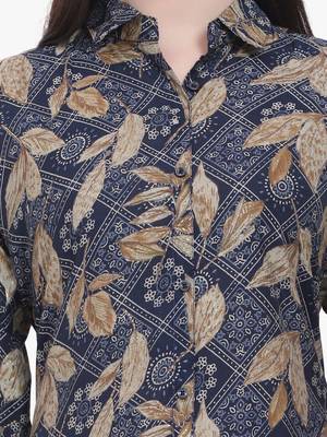Viscose Floral print Navy Blue Kurti 3