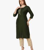 Dark Green viscose cotton silk kurti