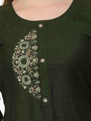 Dark Green viscose cotton silk kurti 3