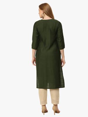 Dark Green viscose cotton silk kurti 4