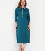 Blue viscose cotton kurti