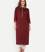 Maroon viscose cotton kurti