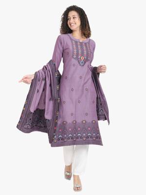 Purple Printed Kurti with dupatta 1