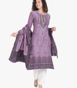 Purple Printed Kurti with dupatta
