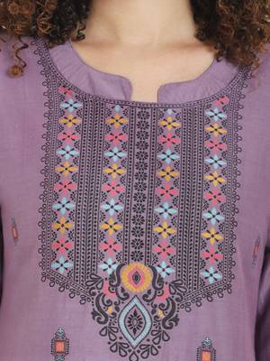 Purple Printed Kurti with dupatta 3