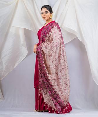Pink cotton silk kurta set 1