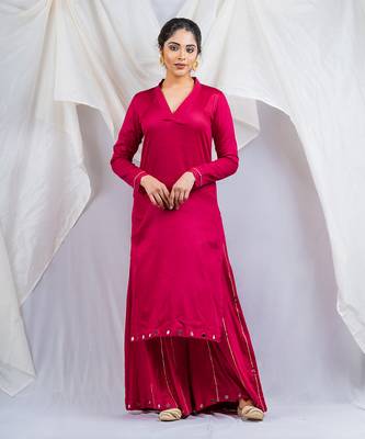 Pink cotton silk kurta set 2