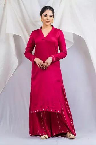 Pink cotton silk kurta set