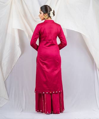 Pink cotton silk kurta set 3
