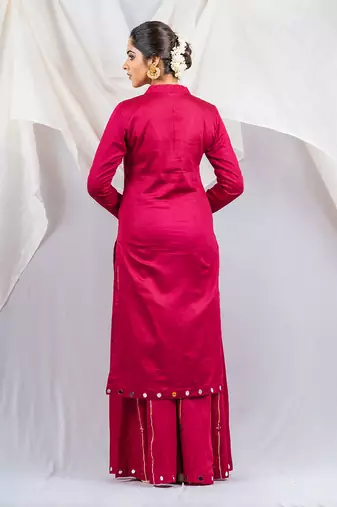 Pink cotton silk kurta set