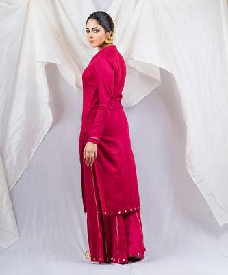 Pink cotton silk kurta set 4