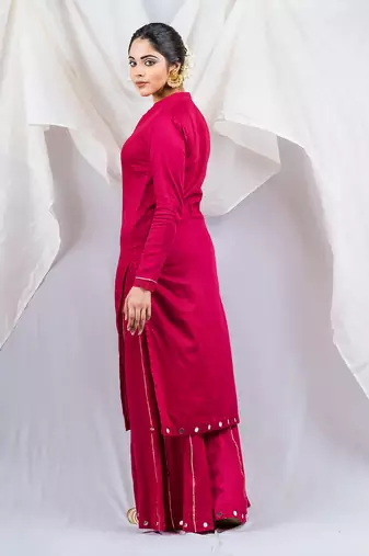 Pink cotton silk kurta set