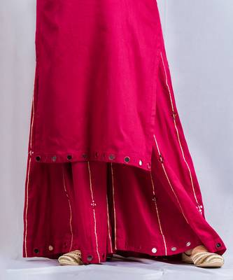 Pink cotton silk kurta set 5