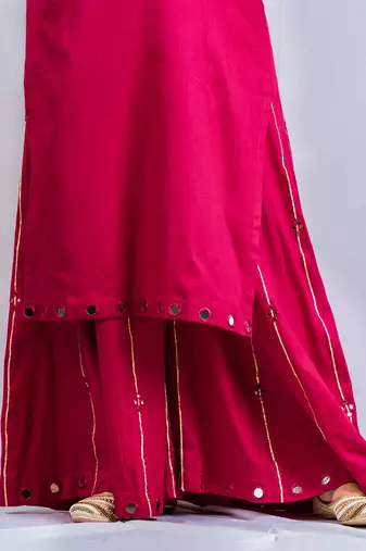 Pink cotton silk kurta set