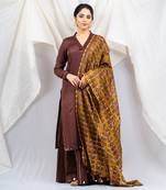 Brown cotton silk kurta set