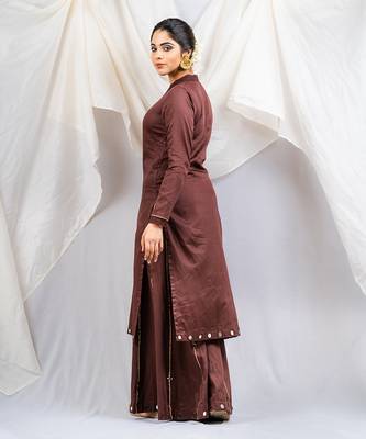 Brown cotton silk kurta set 2